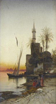 ナイル川のほとりで 1 ヘルマン・デイヴィッド・サロモン・コッローディのオリエンタリズム的な風景 Oil Paintings